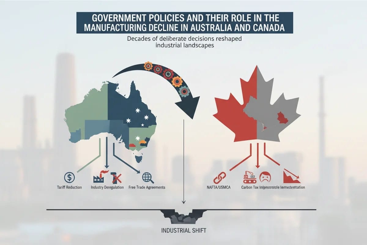 How Government Policy Dismantled Manufacturing in Australia and Canada